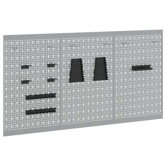 Tool Wall Panel 3 pcs Grey 150 x 1 x 80 cm Steel Tool Wall Panel 3 pcs Grey 150 x 1 x 80 cm Steel