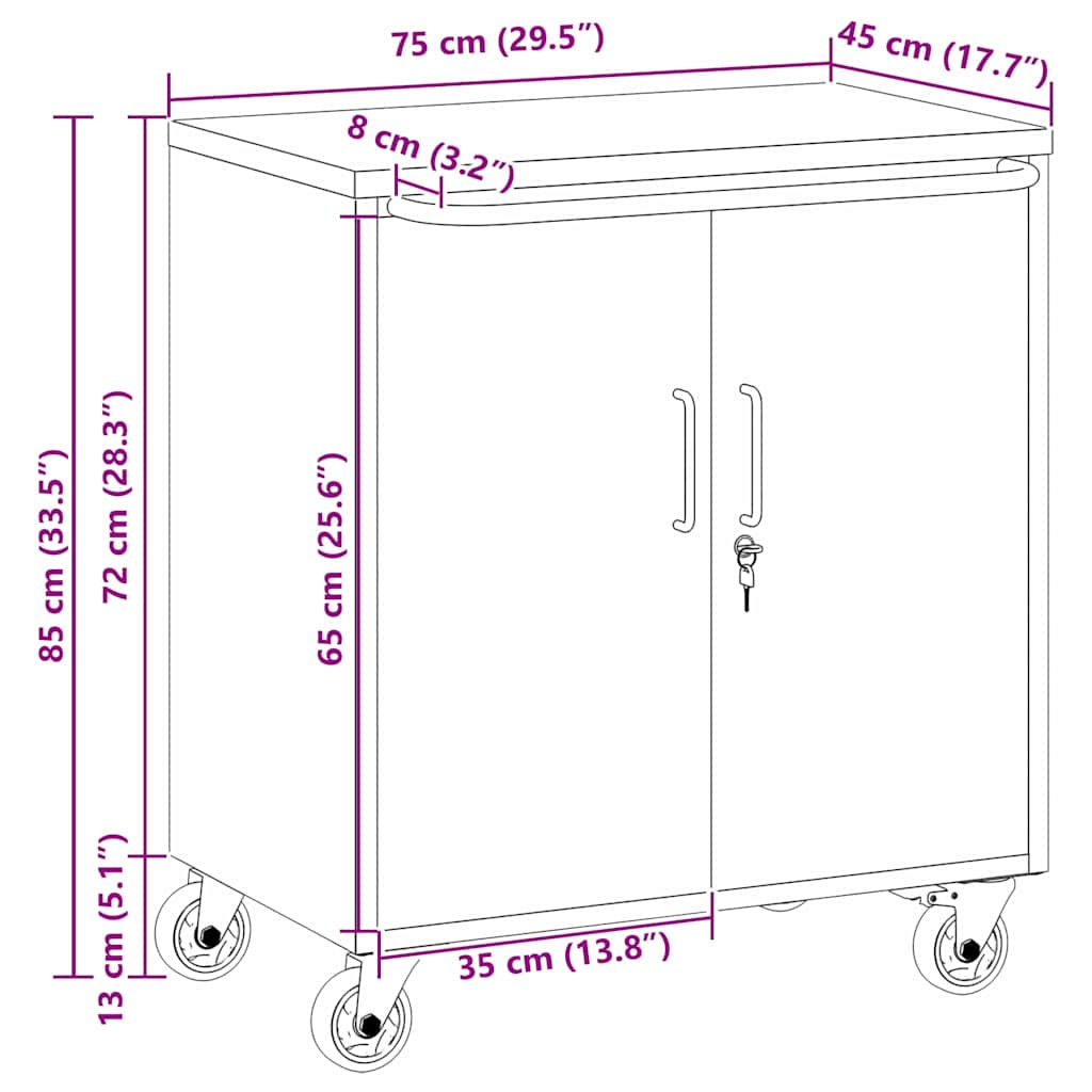Workshop Bench with Shelf Red and Grey 75 x 45 x 85 cm