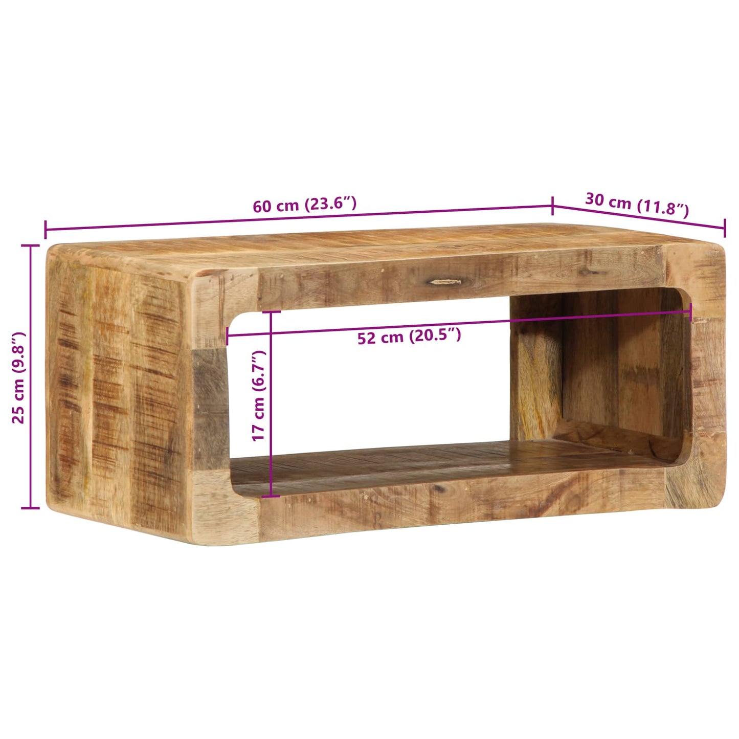 TV Cabinet with Shelf Brown 60 x 30 x 25 cm Solid Mango wood