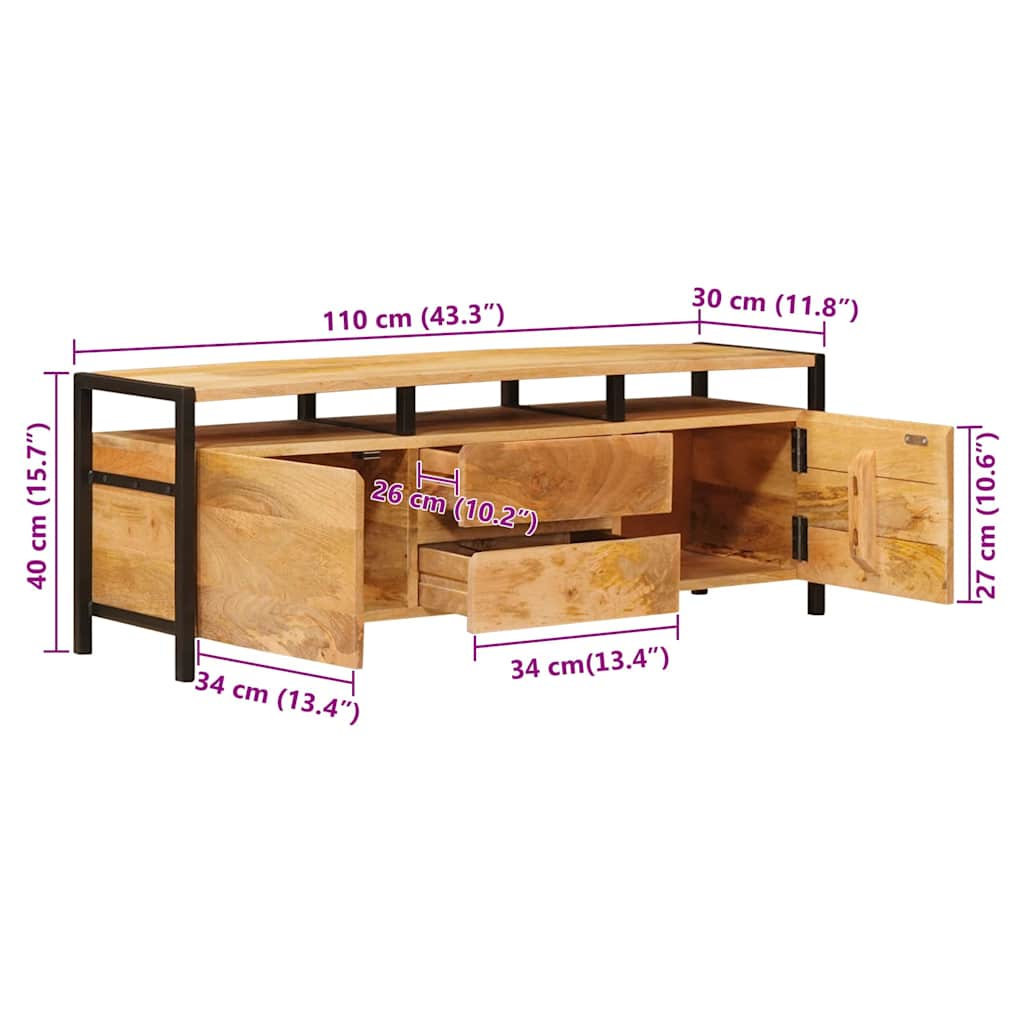 Storage Cabinets Brown 110 x 30 x 40 cm Solid Mango Wood