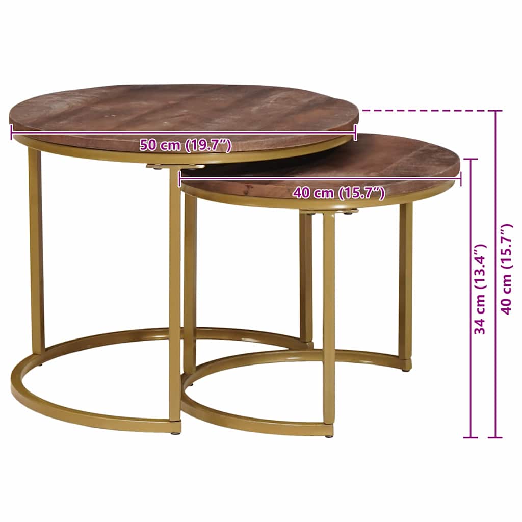 Nesting Coffee Tables 2 pcs Solid Mango Wood and Steel