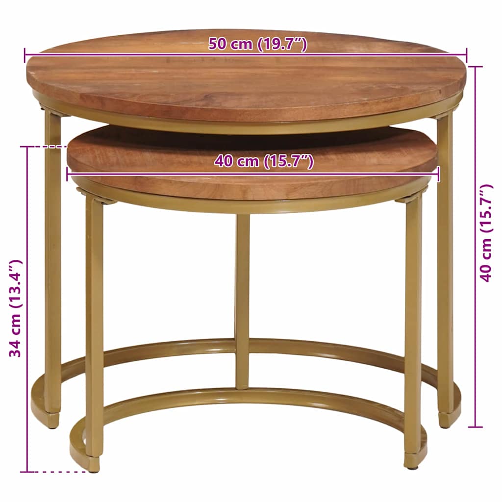 Nesting Coffee Tables 2 pcs Solid Mango Wood and Steel