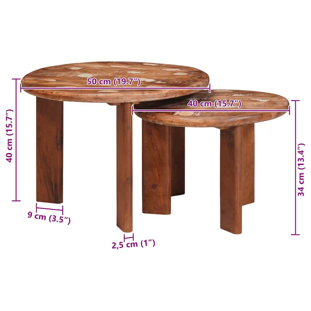 Nesting Coffee Tables 2 pcs Multicolour Solid Reclaimed Wood