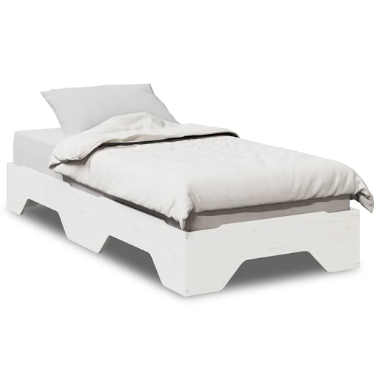 Bed Frame | White | Solid pine wood, Plywood slats | Single | Stackable Bed Frame | White | Solid pine wood, Plywood slats | Single | Stackable