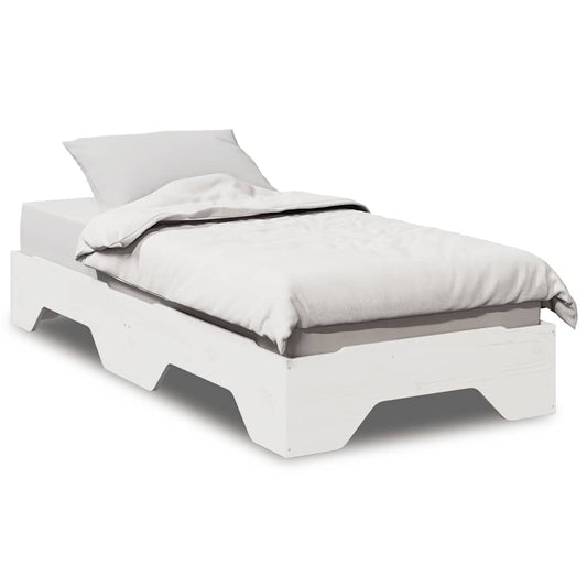 Bed Frame No Mattress Stackable White 90x190 cm Solid Wood Bed Frame No Mattress Stackable White 90x190 cm Solid Wood