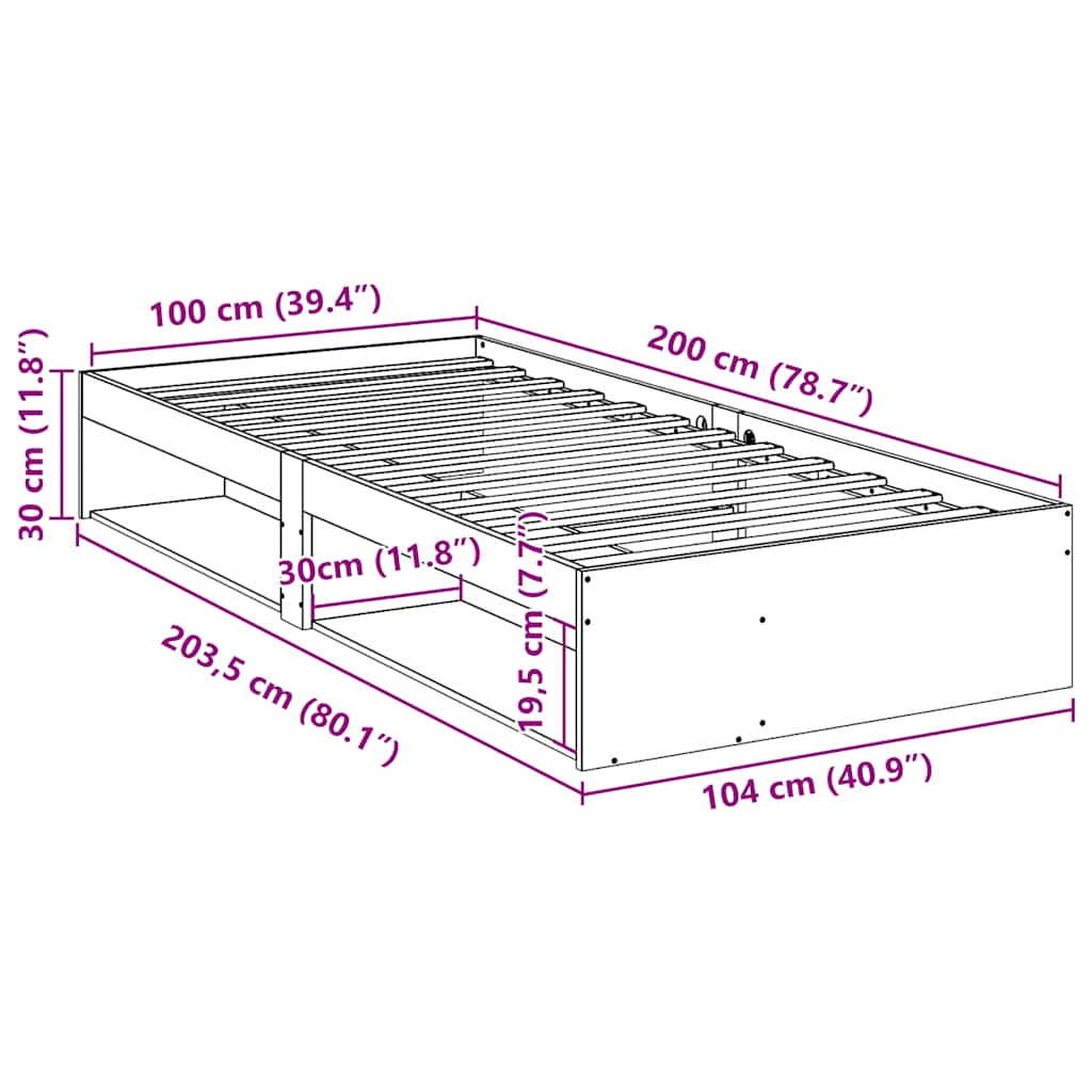 Day Bed without Mattress Wax Brown 100x200 cm Solid Wood Pine