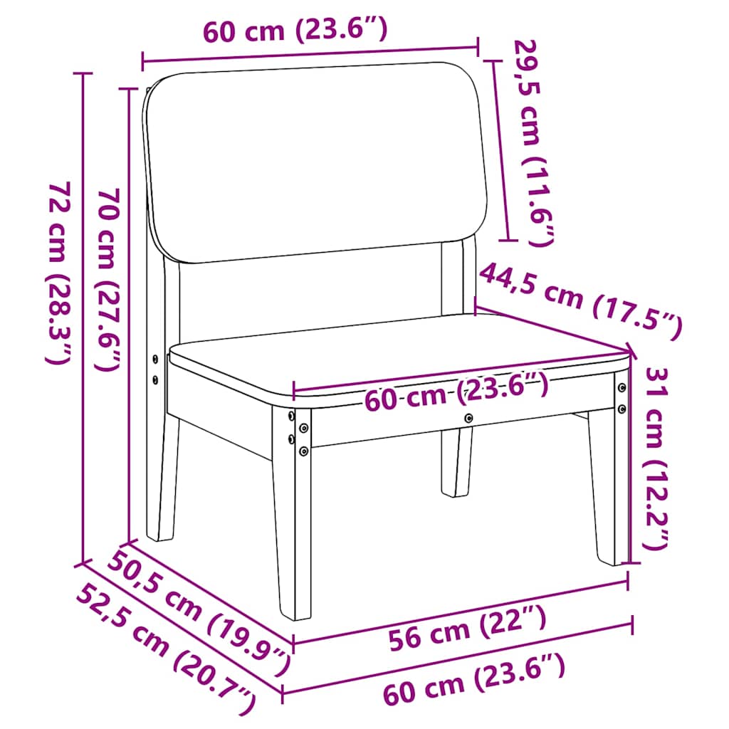 Garden Chair Wax Brown 60x52,5x72 cm Solid Wood Pine
