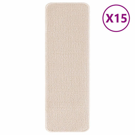 Anti-slip Stair Mats 15 pcs 60 x 25 cm Cream PP Rectangular Anti-slip Stair Mats 15 pcs 60 x 25 cm Cream PP Rectangular