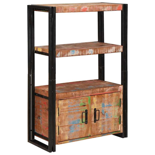 Bookshelf with Doors Brown Solid Reclaimed Wood and Metal Bookshelf with Doors Brown Solid Reclaimed Wood and Metal