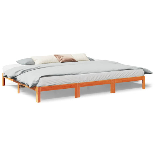Family Bed Frame No Mattress Wax Brown 240x200 cm Solid Wood Pine Family Bed Frame No Mattress Wax Brown 240x200 cm Solid Wood Pine
