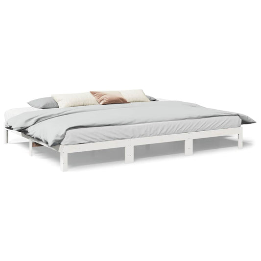 Family Bed Frame No Mattress White 270x200 cm Solid Wood Pine Family Bed Frame No Mattress White 270x200 cm Solid Wood Pine