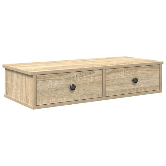 Wall Shelf with Drawers Sonoma Oak 80x34x17 cm Engineered Wood Wall Shelf with Drawers Sonoma Oak 80x34x17 cm Engineered Wood