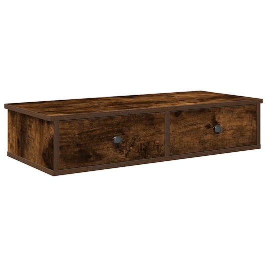 Wall Shelf with Drawers Smoked Oak 80x31x17 cm Engineered Wood Wall Shelf with Drawers Smoked Oak 80x31x17 cm Engineered Wood