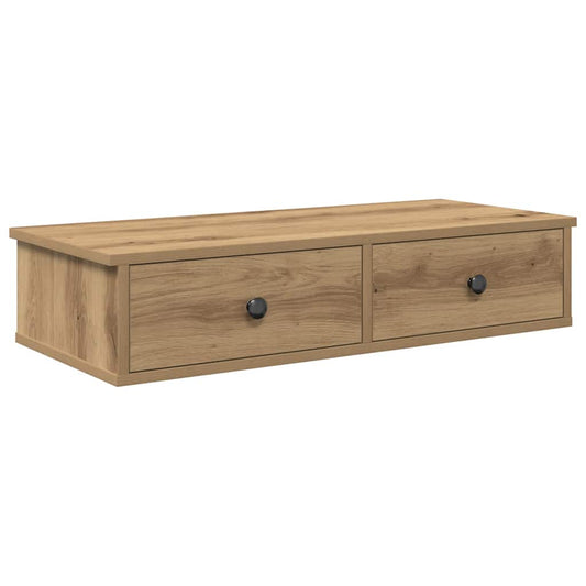 Wall Shelf with Drawers Artisian Oak 80x34x17cm Engineered Wood Wall Shelf with Drawers Artisian Oak 80x34x17cm Engineered Wood