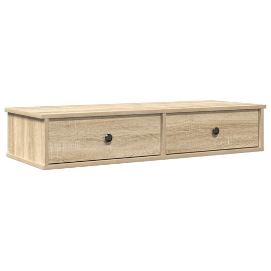 Wall Shelf with Drawers Sonoma Oak 100x37.5x19 cm Engineered Wood Wall Shelf with Drawers Sonoma Oak 100x37.5x19 cm Engineered Wood