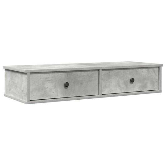 Wall Shelf with Drawers Concrete Grey 100x37.5x19 cm Wall Shelf with Drawers Concrete Grey 100x37.5x19 cm