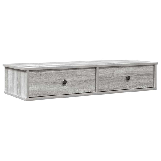 Wall Shelf with Drawers Grey Sonoma 100x37.5x19 cm Engineered Wood Wall Shelf with Drawers Grey Sonoma 100x37.5x19 cm Engineered Wood