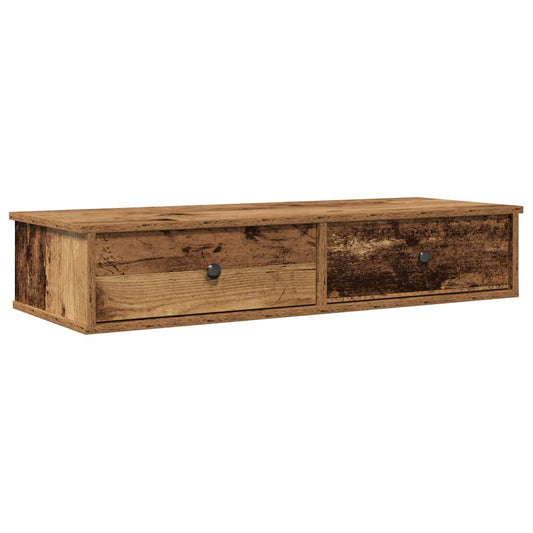 Wall Shelf with Drawers Old Wood 100x37,5x19 cm Engineered Wood Wall Shelf with Drawers Old Wood 100x37,5x19 cm Engineered Wood