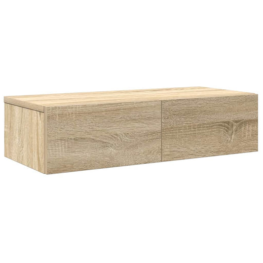 Wall Shelf with Drawers Sonoma Oak 60x26.5x15 cm Engineered Wood Wall Shelf with Drawers Sonoma Oak 60x26.5x15 cm Engineered Wood