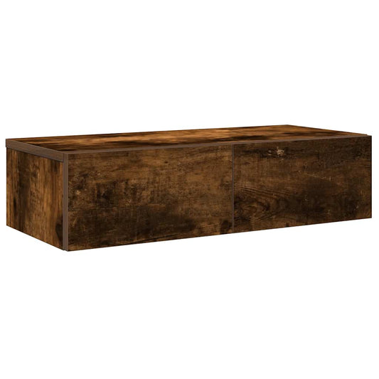 Wall Shelf with Drawers Smoked Oak 60x26.5x15 cm Engineered Wood Wall Shelf with Drawers Smoked Oak 60x26.5x15 cm Engineered Wood