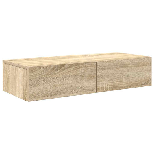 Wall Shelf with Drawers Sonoma Oak 80x33x17 cm Engineered Wood Wall Shelf with Drawers Sonoma Oak 80x33x17 cm Engineered Wood