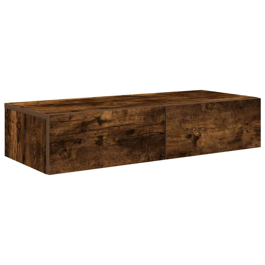 Wall Shelf with Drawers Smoked Oak 80x33x17 cm Engineered Wood Wall Shelf with Drawers Smoked Oak 80x33x17 cm Engineered Wood