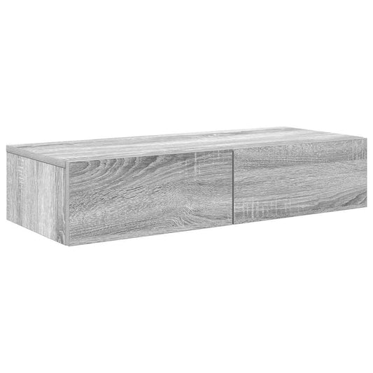 Wall Shelf with Drawers Grey Sonoma 80x33x17 cm Engineered Wood Wall Shelf with Drawers Grey Sonoma 80x33x17 cm Engineered Wood