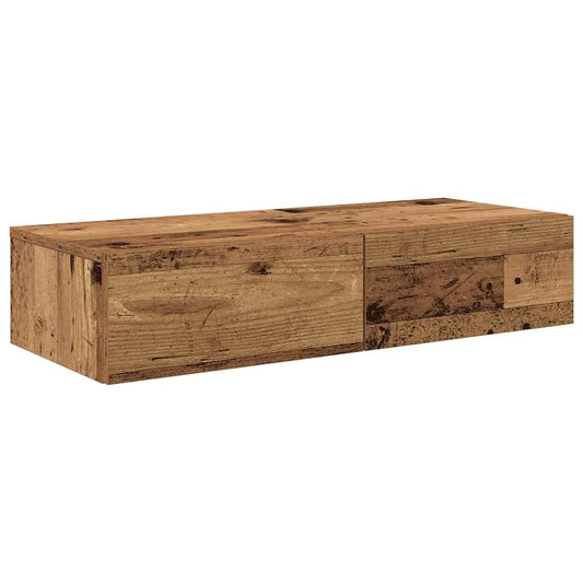Wall Shelf with Drawers Old Wood 80x33x17 cm Engineered Wood Wall Shelf with Drawers Old Wood 80x33x17 cm Engineered Wood
