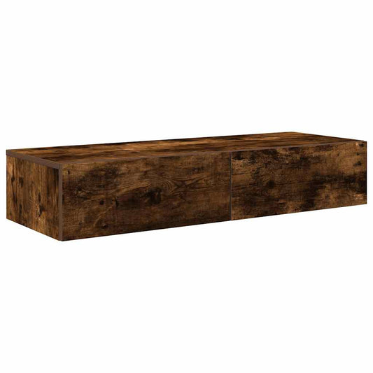 Wall Shelf with Drawers Smoked Oak 100x36x19 cm Engineered Wood Wall Shelf with Drawers Smoked Oak 100x36x19 cm Engineered Wood