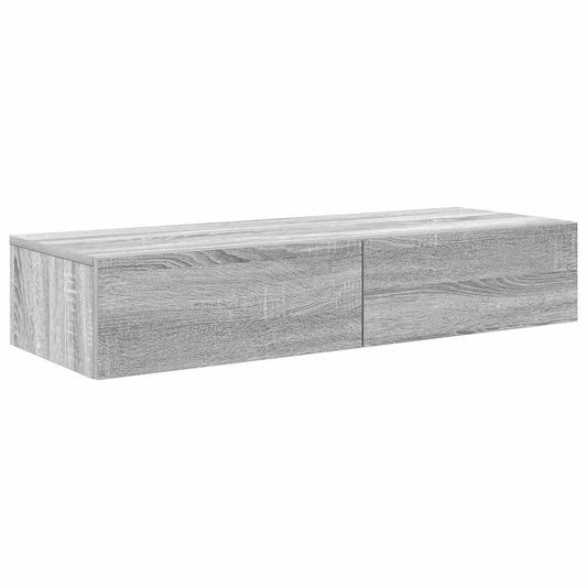 Wall Shelf with Drawers Grey Sonoma 100x36x19cm Engineered Wood Wall Shelf with Drawers Grey Sonoma 100x36x19cm Engineered Wood