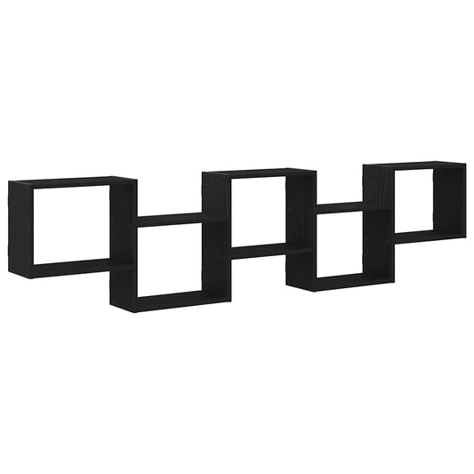 Wall Cube Shelf 5 Compartments Black Engineered Wood Wall Cube Shelf 5 Compartments Black Engineered Wood