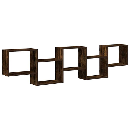 Wall Cube Shelf 5 Compartments Smoked Oak Engineered Wood Wall Cube Shelf 5 Compartments Smoked Oak Engineered Wood
