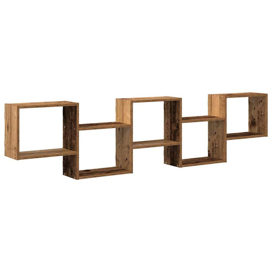 Wall Cube Shelf 5 Compartments Old Wood Engineered Wood Wall Cube Shelf 5 Compartments Old Wood Engineered Wood