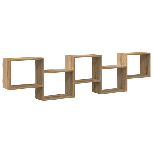 Wall Cube Shelf 5 Compartments Artisian Oak Engineered Wood Wall Cube Shelf 5 Compartments Artisian Oak Engineered Wood