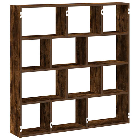 Wall Cube Shelf 12 Compartments Smoked Oak Engineered Wood Wall Cube Shelf 12 Compartments Smoked Oak Engineered Wood