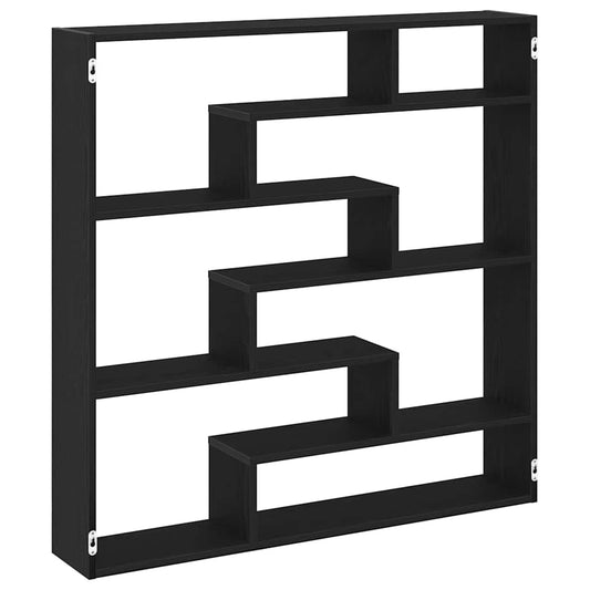 Wall Cube Shelf 7 Compartments Black Engineered Wood Wall Cube Shelf 7 Compartments Black Engineered Wood