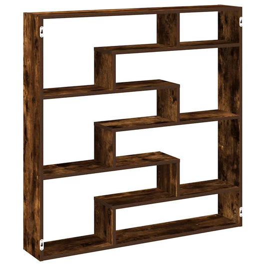 Wall Cube Shelf 7 Compartments Smoked Oak Engineered Wood Wall Cube Shelf 7 Compartments Smoked Oak Engineered Wood