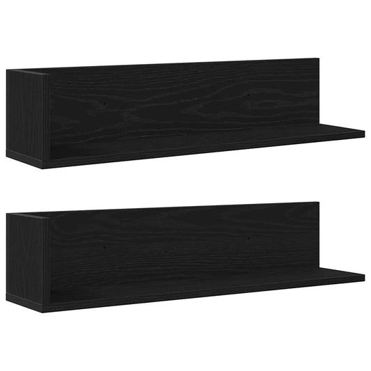 Wall Shelves 2 pcs Black 75x16.5x16.5 cm Engineered Wood Wall Shelves 2 pcs Black 75x16.5x16.5 cm Engineered Wood