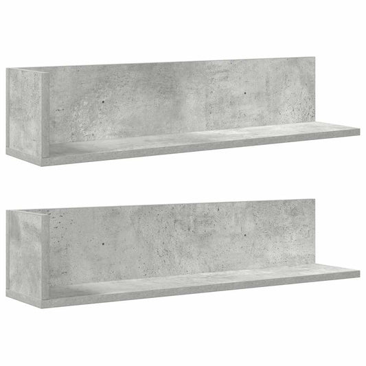 Wall Shelves 2 pcs Concrete Grey 75x16.5x16.5 cm Engineered Wood Wall Shelves 2 pcs Concrete Grey 75x16.5x16.5 cm Engineered Wood