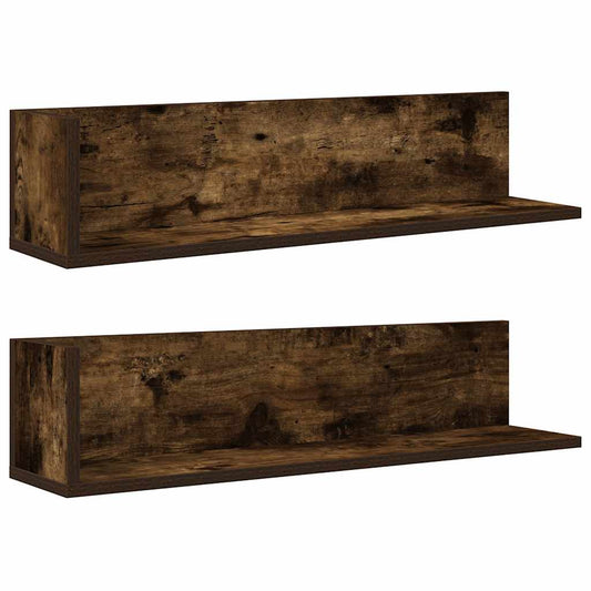 Wall Shelves 2 pcs Smoked Oak 75x16.5x16.5 cm Engineered Wood Wall Shelves 2 pcs Smoked Oak 75x16.5x16.5 cm Engineered Wood