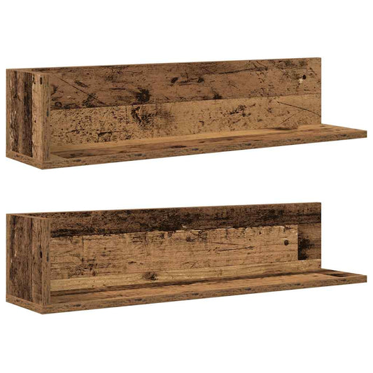 Wall Shelves 2 pcs Old Wood 75x16.5x16.5 cm Engineered Wood Wall Shelves 2 pcs Old Wood 75x16.5x16.5 cm Engineered Wood