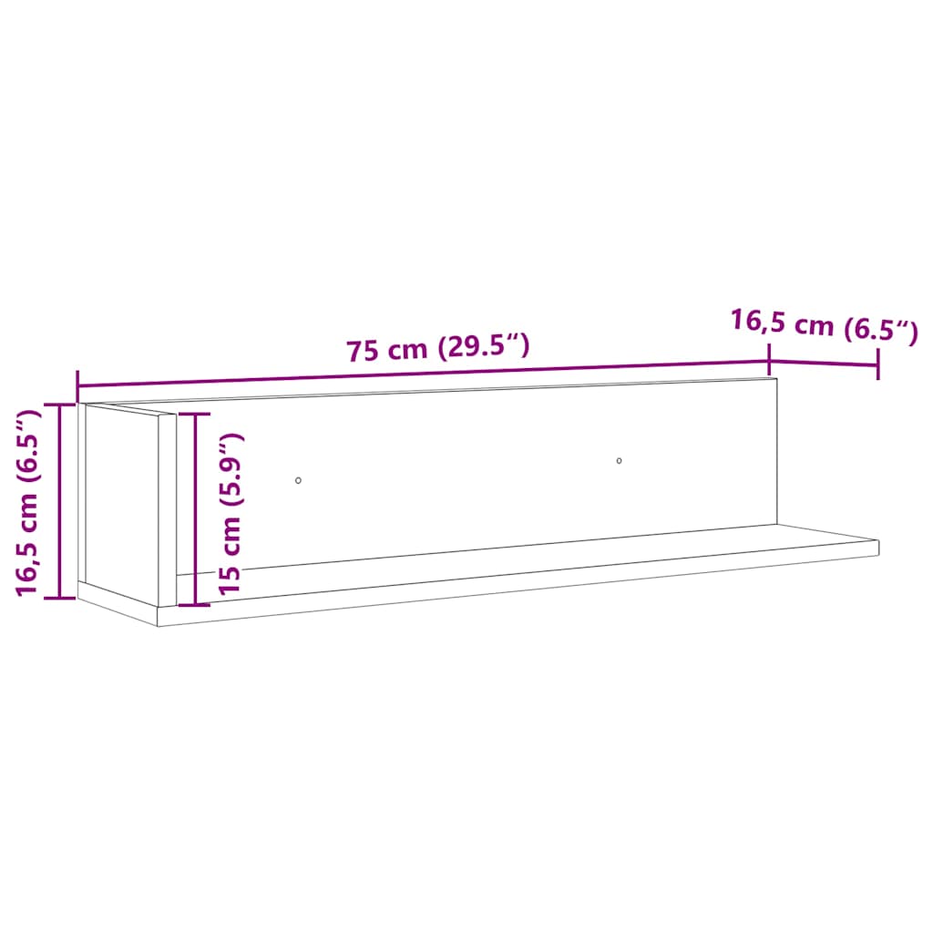 Wall Shelves 2 pcs Old Wood 75x16,5x16,5 cm Engineered Wood
