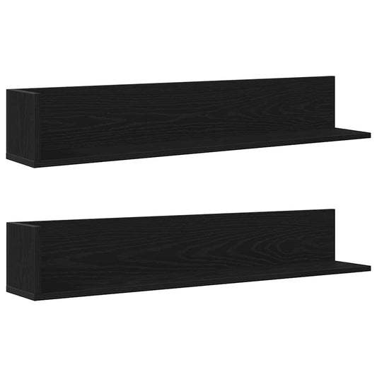 Wall Shelves 2 pcs Black 100x16.5x16.5 cm Engineered Wood Wall Shelves 2 pcs Black 100x16.5x16.5 cm Engineered Wood