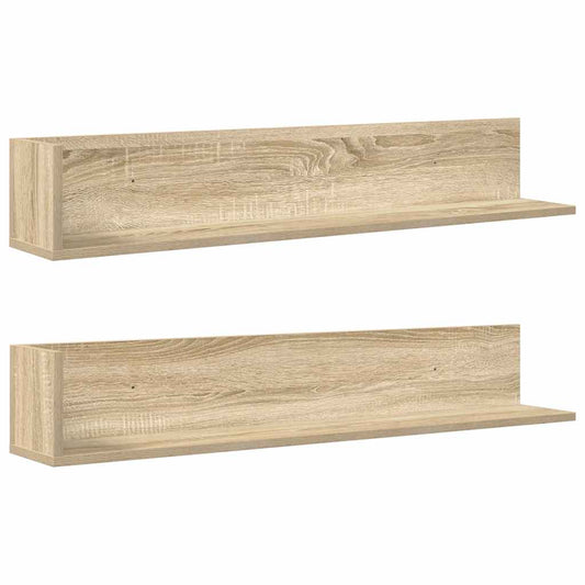 Wall Shelves 2 pcs Sonoma Oak 100x16.5x16.5 cm Engineered Wood Wall Shelves 2 pcs Sonoma Oak 100x16.5x16.5 cm Engineered Wood