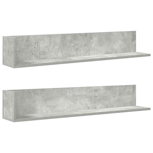 Wall Shelves 2 pcs Concrete Grey 100x16.5x16.5 cm Engineered Wood Wall Shelves 2 pcs Concrete Grey 100x16.5x16.5 cm Engineered Wood