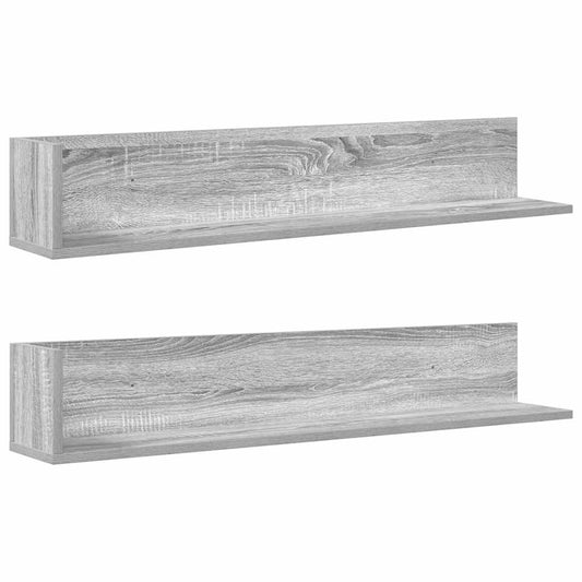 Wall Shelves 2 pcs Grey Sonoma 100x16.5x16.5 cm Engineered Wood Wall Shelves 2 pcs Grey Sonoma 100x16.5x16.5 cm Engineered Wood