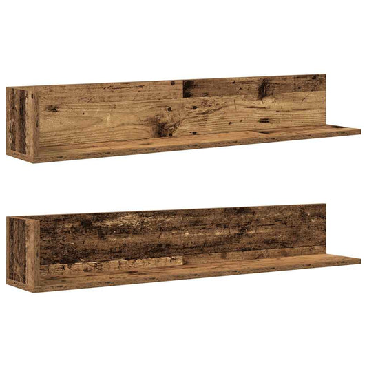 Wall Shelves 2 pcs Old Wood 100x16.5x16.5 cm Engineered Wood Wall Shelves 2 pcs Old Wood 100x16.5x16.5 cm Engineered Wood