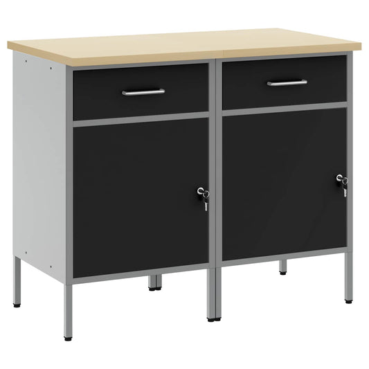 Work Cabinet with Drawer 2 pcs Black and Grey 100 x 55 x 85 cm Work Cabinet with Drawer 2 pcs Black and Grey 100 x 55 x 85 cm