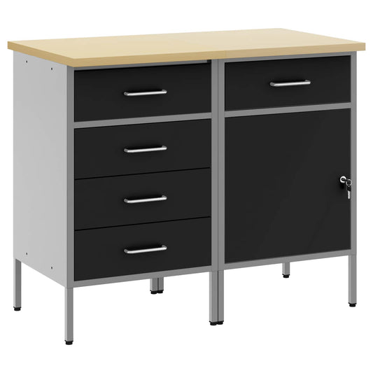 Work Cabinet with Drawer 2 pcs Black and Grey 100 x 55 x 85 cm Work Cabinet with Drawer 2 pcs Black and Grey 100 x 55 x 85 cm