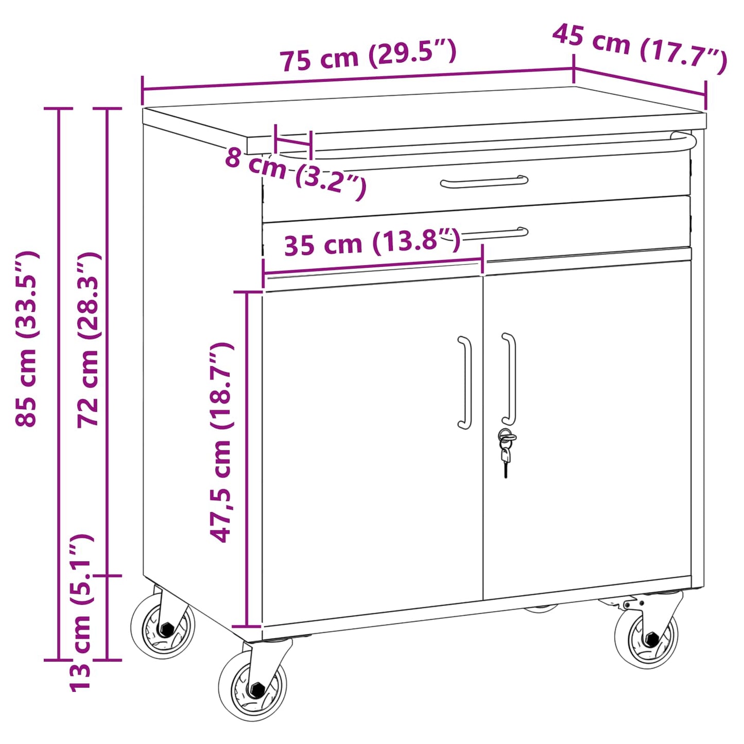 Work Cabinet with Drawer 2 pcs Black and Grey 100 x 55 x 85 cm